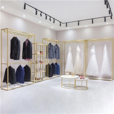 Store Display Fémszövet arany ruhaállvány
